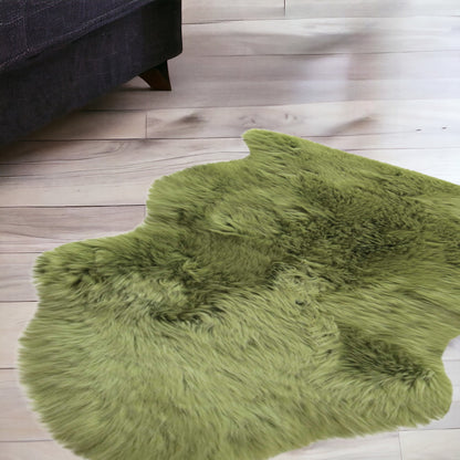 2' x 3' Sage Green Natural Sheepskin Rug