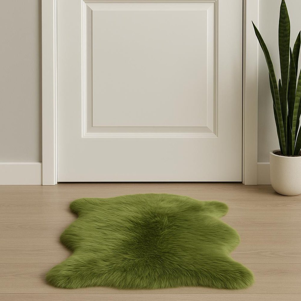 **Sage Lambs Wool Area Rug – Soft, Stain-Resistant Comfort**