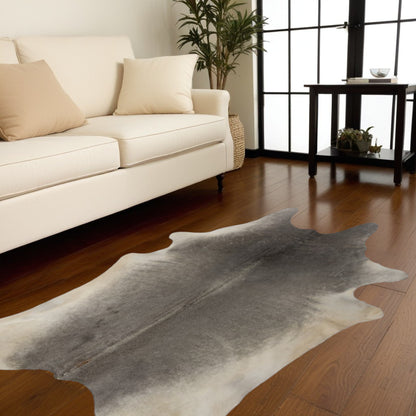 6' X 7' Gray Genuine Cowhide Area Rug