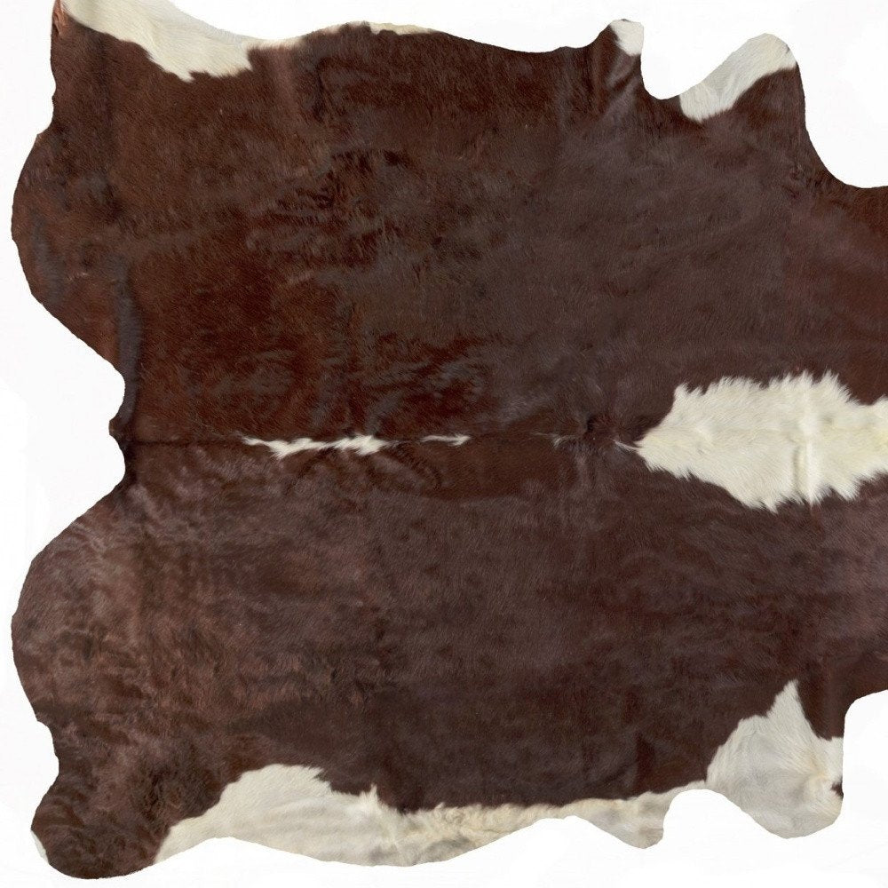 Cowhide Area Rug – Brown & White, Modern Accent