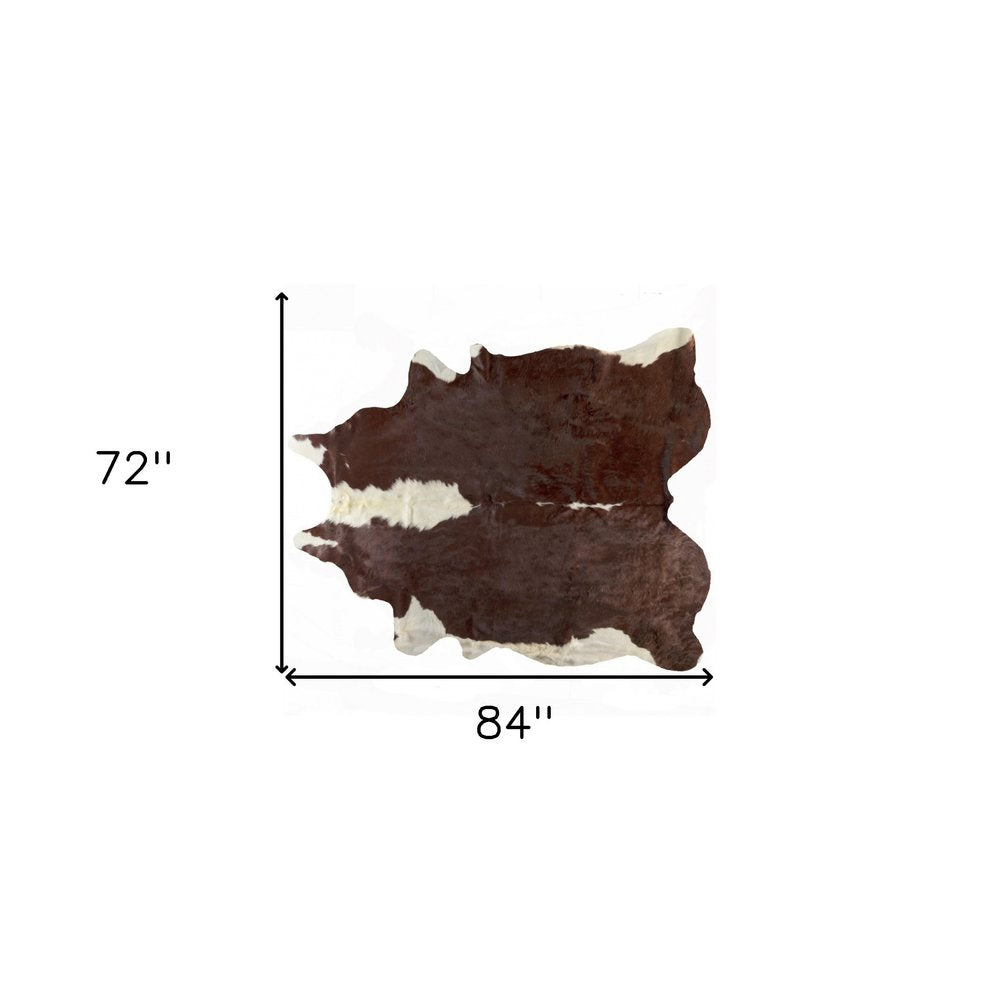 Cowhide Area Rug – Brown & White, Modern Accent