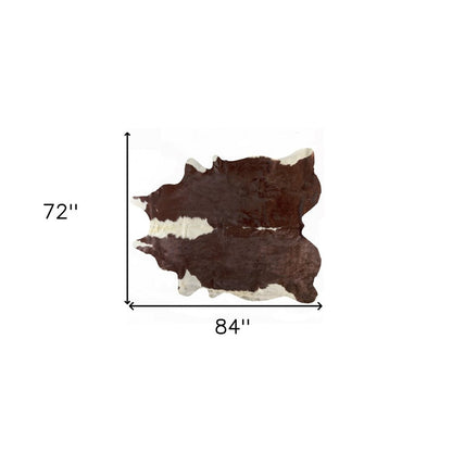 Cowhide Area Rug – Brown & White, Modern Accent