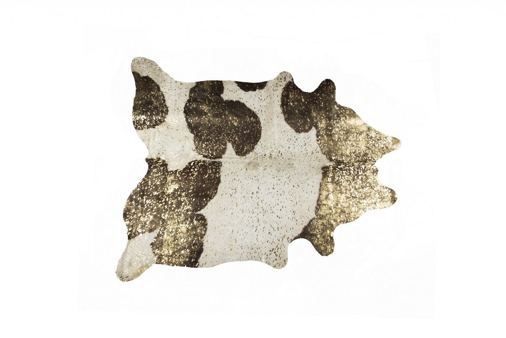 Gold Cowhide Area Rug – Modern 6x7 Statement Decor