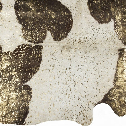 Gold Cowhide Area Rug – Modern 6x7 Statement Decor