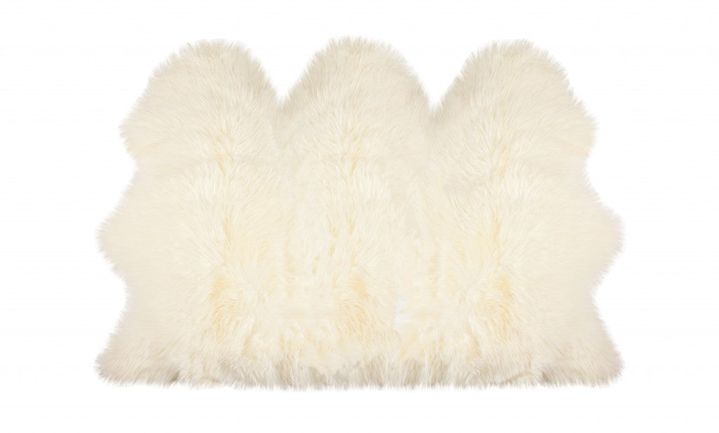 3' x 5' Trio Natural Off-White Sheepskin Area Rug