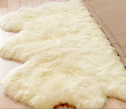 3' x 5' Trio Natural Off-White Sheepskin Area Rug