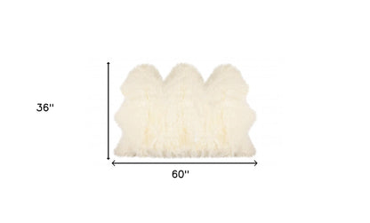 3' x 5' Trio Natural Off-White Sheepskin Area Rug