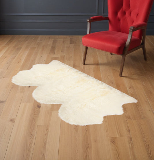 3' x 5' Trio Natural Off-White Sheepskin Area Rug