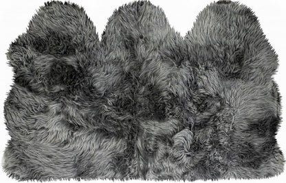 3' x 5' Trio Gray Natural Sheepskin Area Rug