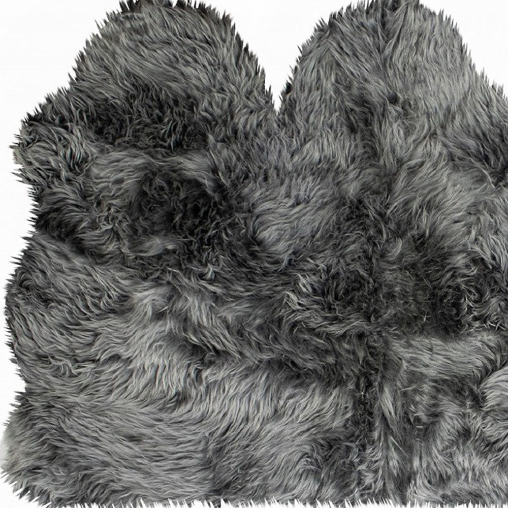 3' x 5' Trio Gray Natural Sheepskin Area Rug