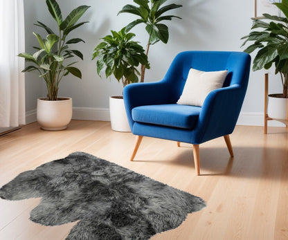 3' x 5' Trio Gray Natural Sheepskin Area Rug