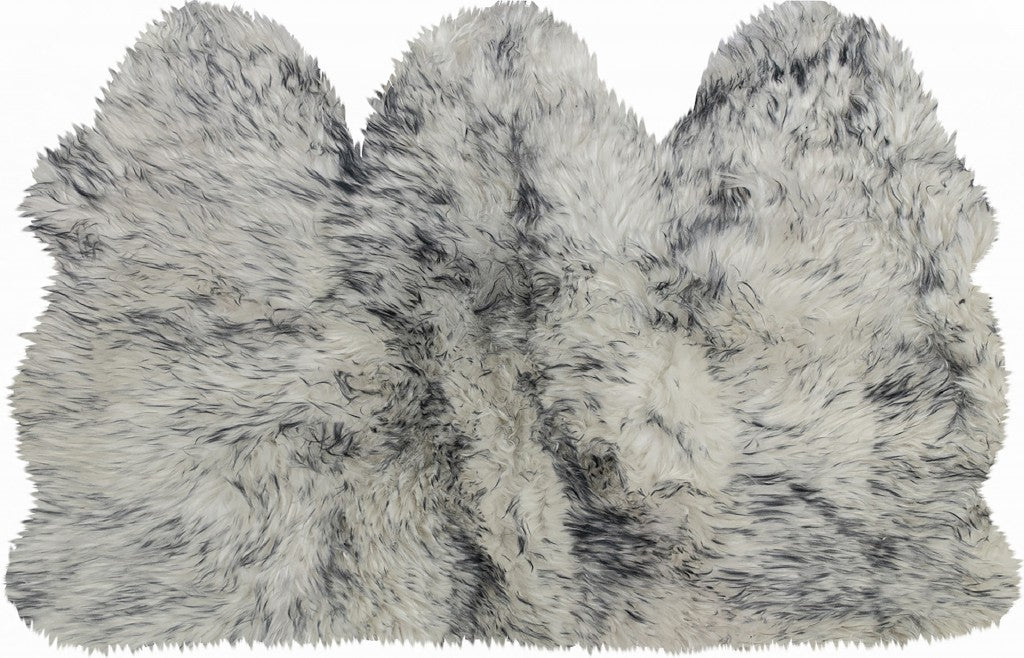 3' x 5' Trio Gray Ombre Natural Sheepskin Area Rug