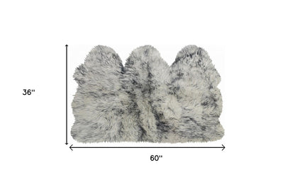 3' x 5' Trio Gray Ombre Natural Sheepskin Area Rug