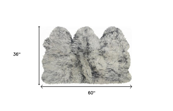 3' X 5' Gray Ombre Natural Sheepskin Area Rug alternate view