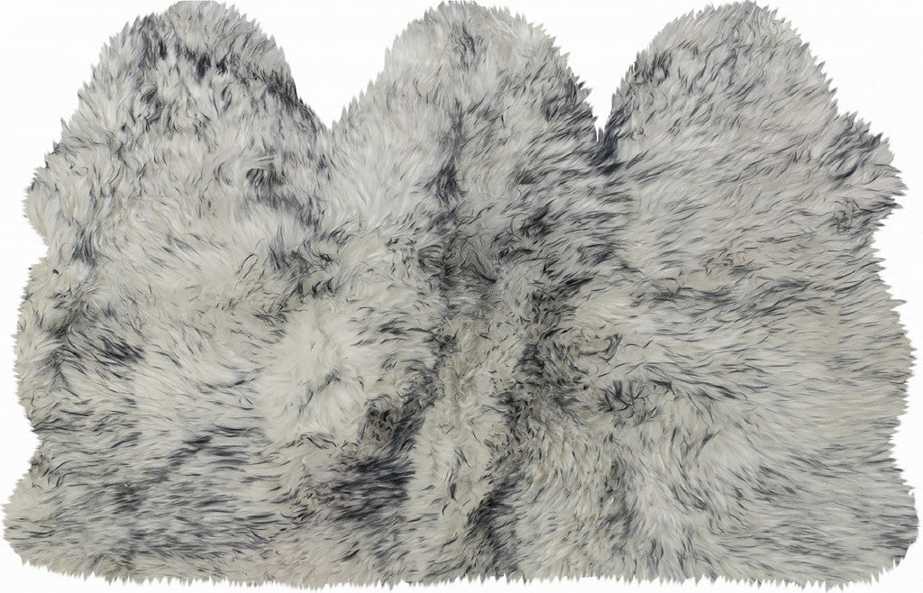 3' x 5' Trio Gray Ombre Natural Sheepskin Area Rug