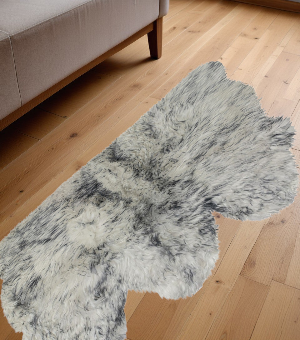 3' x 5' Trio Gray Ombre Natural Sheepskin Area Rug