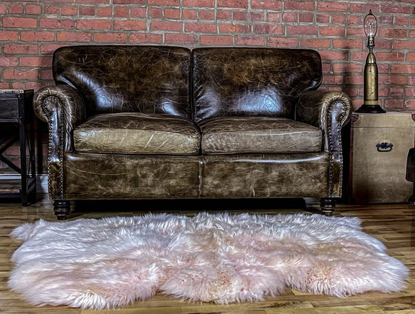 3' X 5' Pink Natural Sheepskin Area Rug alternate view