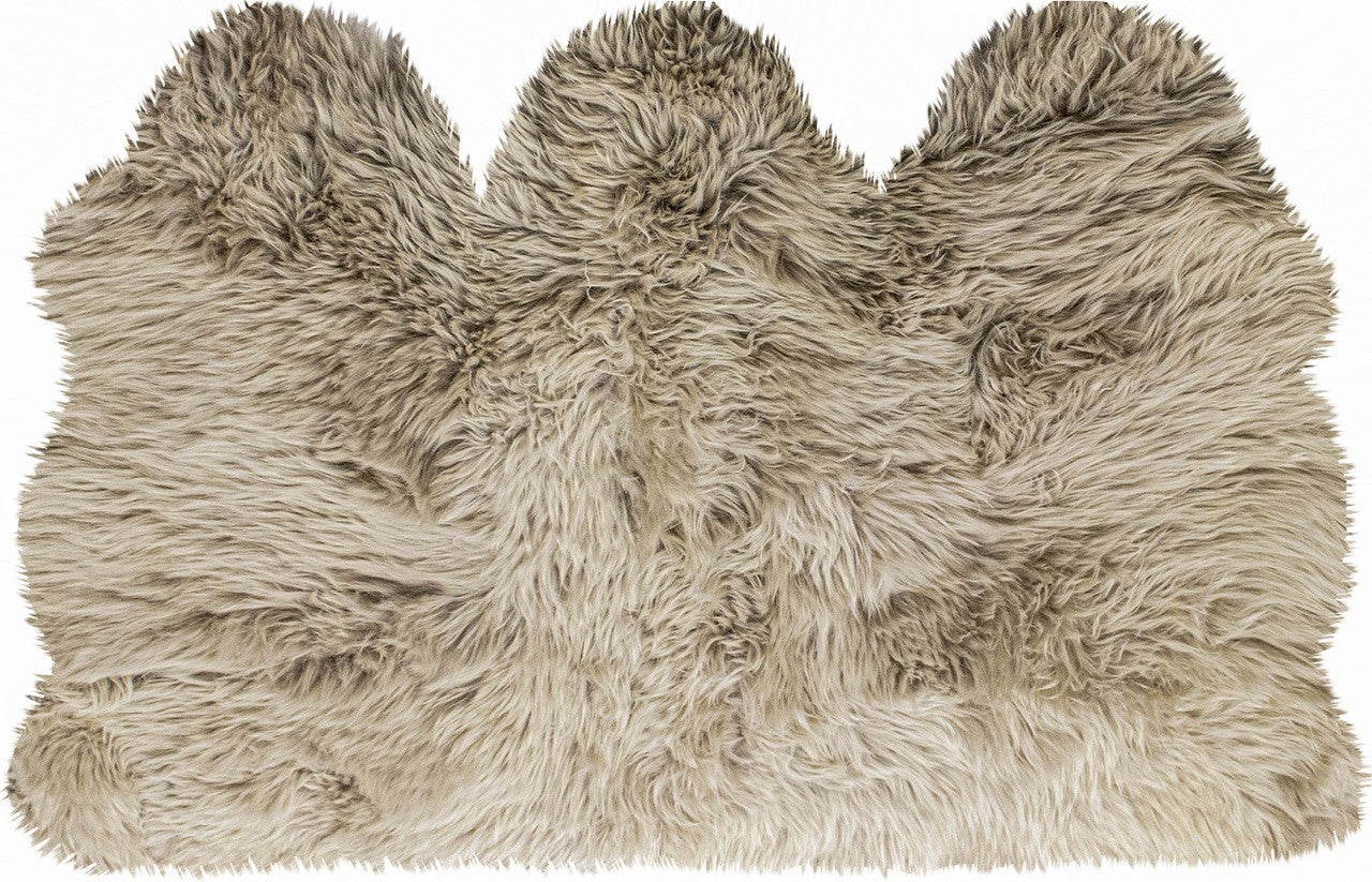 3' x 5' Trio Taupe Natural Sheepskin Area Rug