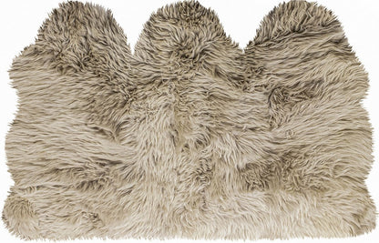 3' x 5' Trio Taupe Natural Sheepskin Area Rug