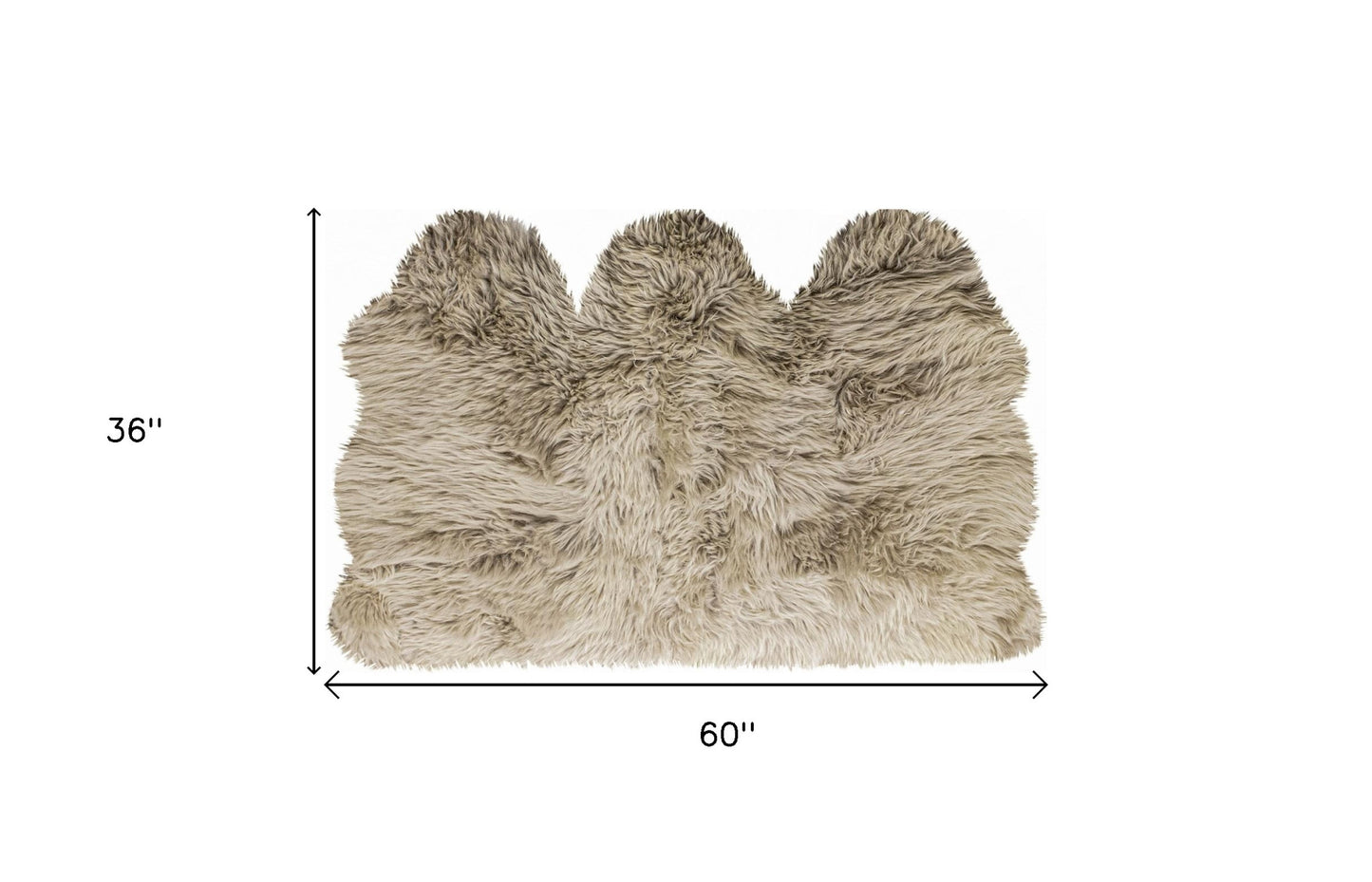 3' x 5' Trio Taupe Natural Sheepskin Area Rug