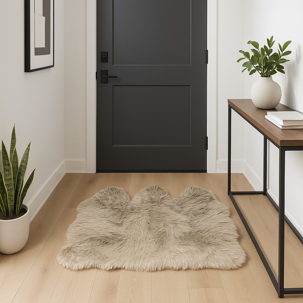 3' X 5' Taupe Natural Sheepskin Area Rug