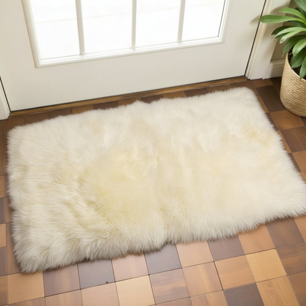 3' X 5' Natural Rectangular Sheepskin Area Rug