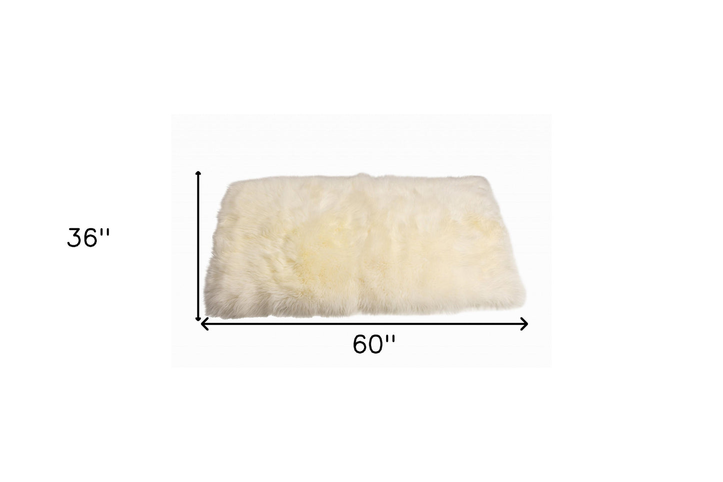 3' x 5' Natural Rectangular Off-White Sheepskin Area Rug