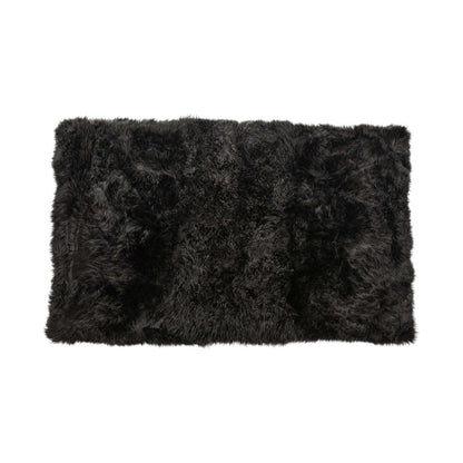 3' X 5' Black Natural Rectangular Sheepskin Area Rug