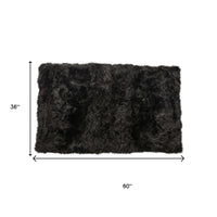 3' X 5' Black Natural Rectangular Sheepskin Area Rug 10