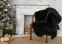 3' X 5' Black Natural Rectangular Sheepskin Area Rug 3