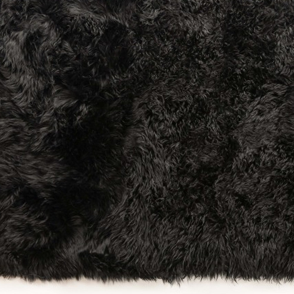 3' X 5' Black Natural Rectangular Sheepskin Area Rug