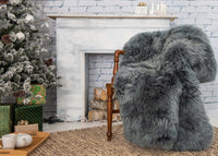 3' X 5' Gray Natural Rectangular Sheepskin Area Rug 3