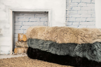 3' X 5' Gray Natural Rectangular Sheepskin Area Rug