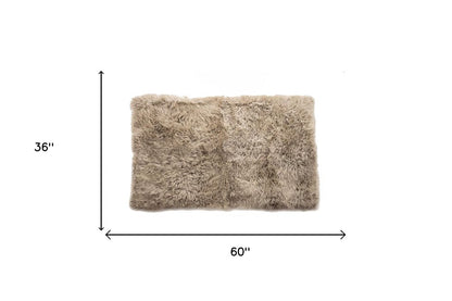 3' x 5' Taupe Genuine Sheepskin Area Rug | Natural New Zealand Sheepskin Rug for Bedrooms, Living Rooms & Entryways