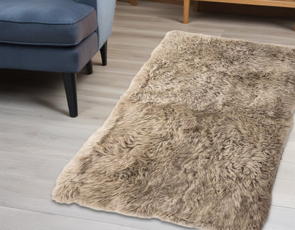 3' x 5' Taupe Genuine Sheepskin Area Rug | Natural New Zealand Sheepskin Rug for Bedrooms, Living Rooms & Entryways
