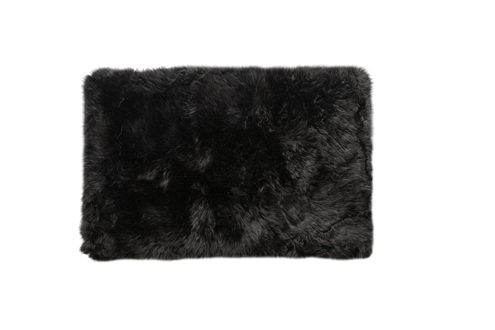 2' X 5' Black Natural Rectangular Sheepskin Area Rug