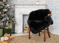 2' X 5' Black Natural Rectangular Sheepskin Area Rug 2