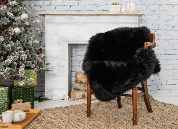 2' X 5' Black Natural Rectangular Sheepskin Area Rug alternate view