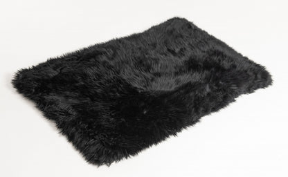 2' X 5' Black Natural Rectangular Sheepskin Area Rug