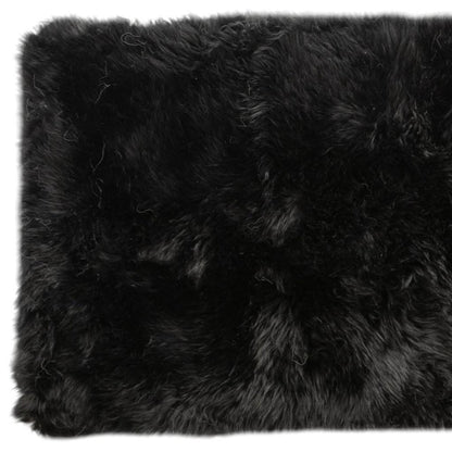 2' X 5' Black Natural Rectangular Sheepskin Area Rug