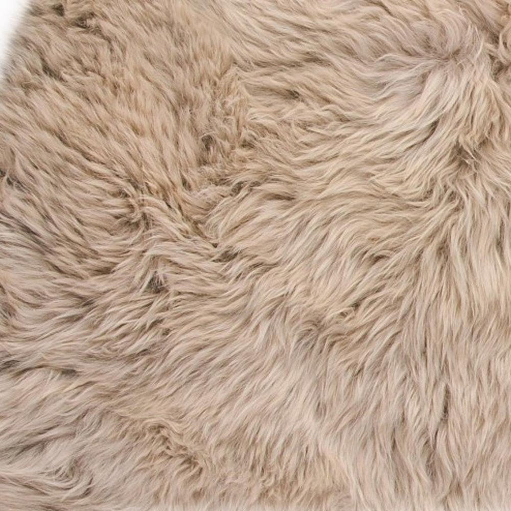 "Taupe Sheepskin Area Rug - 2' x 3' | Handcrafted | Luxurious Comfort"