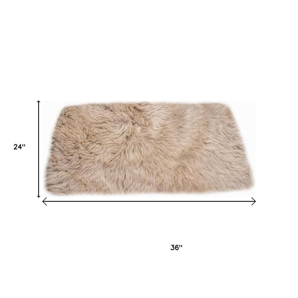 "Taupe Sheepskin Area Rug - 2' x 3' | Handcrafted | Luxurious Comfort"
