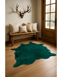 Verde Cowhide Area Rug in Lodge Entryway — cowhide area rug 5