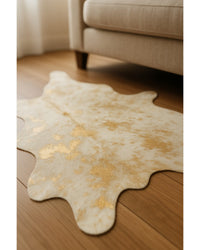 Gold Cowhide Area Rug – Handmade in Hide Detail Close-Up — cowhide area rug 7