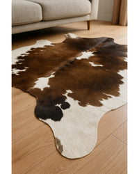 Taupe & White Cowhide Area Rug in Hide Detail Close-Up — cowhide area rug 7