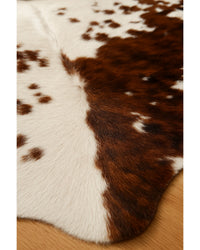 Cowhide Print Area Rug – Brown & White, Soft Texture Hide Detail Close-Up — cowhide area rug 12