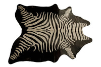 Cowhide Zebra Print Area Rug – Black & Off White, Handmade — cowhide area rug 1