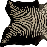 Cowhide Zebra Print Area Rug – Black & Off White, Handmade — cowhide area rug 3