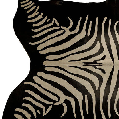 Cowhide Zebra Print Area Rug – Black & Off White, Handmade