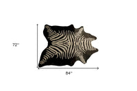 Cowhide Zebra Print Area Rug – Black & Off White, Handmade — cowhide area rug 5